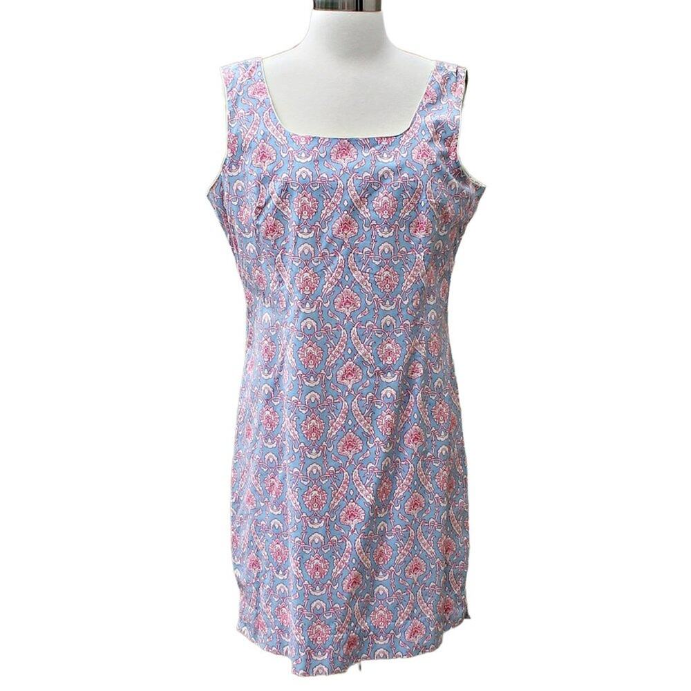 Needham Lane Women's Shift Dress Indian Block Print Cotton Size 10